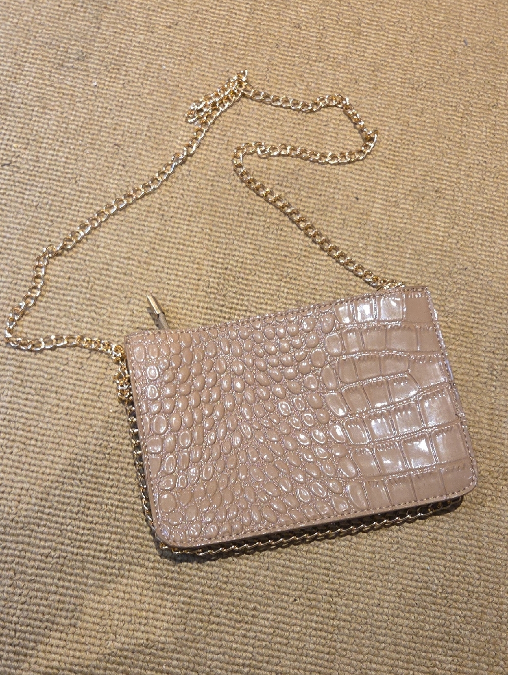 New Croc-Embossed Chain Crossbody Bag
